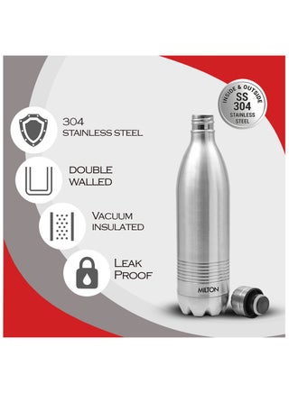 1000ml Vacuum Insulated Water Bottle, 18/8 Stainless Steel, Keeps Drinks Hot and Cold for 24 Hours, Double-Walled Thermos Flask with Inner Copper Coating for Sports, Gym, Duo Dlx Silver 1000ml - view 4