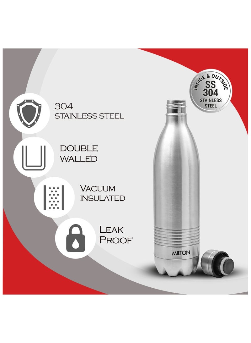 Milton - 1000ml Vacuum Insulated Water Bottle, 18/8 Stainless Steel, Keeps Drinks Hot and Cold for 24 Hours, Double-Walled Thermos Flask with Inner Copper Coating for Sports, Gym, Duo Dlx Silver 1000ml - Image 1