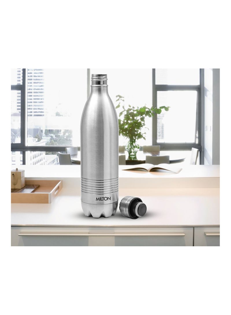 Milton - 1000ml Vacuum Insulated Water Bottle, 18/8 Stainless Steel, Keeps Drinks Hot and Cold for 24 Hours, Double-Walled Thermos Flask with Inner Copper Coating for Sports, Gym, Duo Dlx Silver 1000ml - Image 1