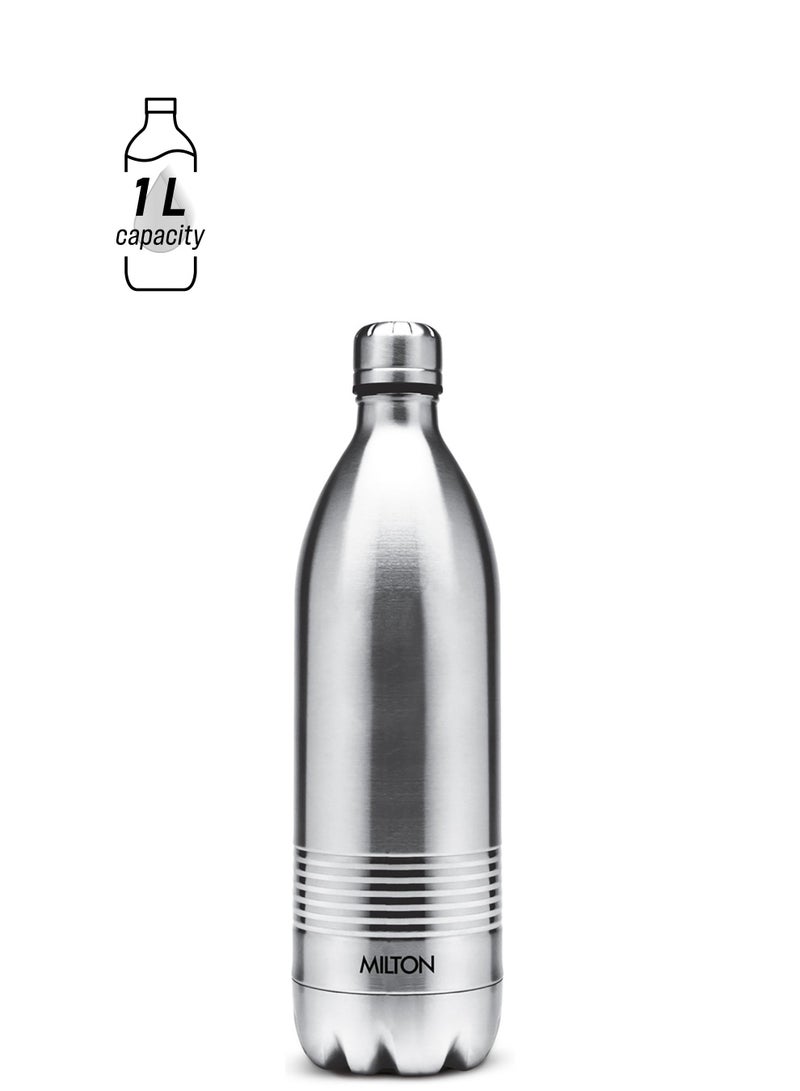 ميلتون Thermosteel Duo DLX 1000، دورق معزول بجدار مزدوج سعة 1000 مل | 34 أونصة | 1 لتر | زجاجة مياه ساخنة وباردة لمدة 24 ساعة، ستانلس ستيل 18/8، خالية من مادة BPA، درجة الغذاء، مقاومة للتسرب  - Image 1