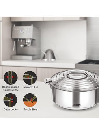 Milton Stainless Steel Casserole Hot Pot 1.2 Litre – Serving Bowl with Lid for Hot Food, PU Insulated Design Keeps Food Warm for Hours, Food Container for Home, Kitchen & Dining, Galaxia 1000, Silver Silver 1200 ml - view 4