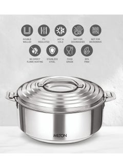 Milton 1000ml Casserole with Lid, Double-Walled Insulated Stainless Steel Hotpot, Keeps Food Hot/Cold for Hours, Perfect for Serving Chapati, Roti, Biryani and More - Galaxia Silver 1200 ml  - Image 5