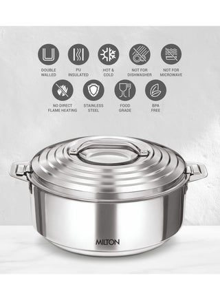 Milton Stainless Steel Casserole Hot Pot 1.2 Litre – Serving Bowl with Lid for Hot Food, PU Insulated Design Keeps Food Warm for Hours, Food Container for Home, Kitchen & Dining, Galaxia 1000, Silver Silver 1200 ml - view 5
