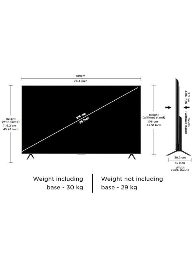 TCL - 85 Inch 4K UHD HDR10+ Google TV 85P745 Brushed Titanium - Image 1