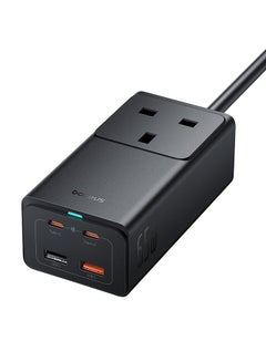 بيسوس OS-Baseus GaN5 Pro PowerCombo On Powerstrip AC+2U+2C 65W 1.5m UK Cluster Black (يتضمن: كابل شحن سريع من سلسلة Baseus Xiaobai من النوع C إلى النوع C 100W (20V/5A) 1 متر)  - Image 1