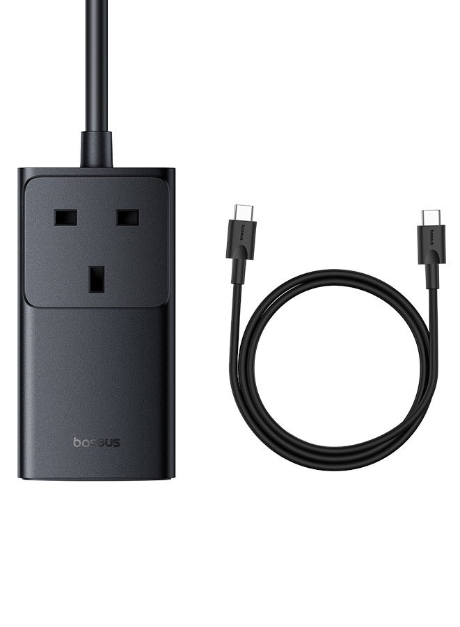 بيسوس - OS-Baseus GaN5 Pro PowerCombo On Powerstrip AC+2U+2C 65W 1.5m UK Cluster Black (يتضمن: كابل شحن سريع من سلسلة Baseus Xiaobai من النوع C إلى النوع C 100W (20V/5A) 1 متر) - Image 1