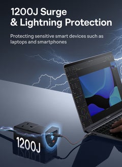 بيسوس OS-Baseus GaN5 Pro PowerCombo On Powerstrip AC+2U+2C 65W 1.5m UK Cluster Black (يتضمن: كابل شحن سريع من سلسلة Baseus Xiaobai من النوع C إلى النوع C 100W (20V/5A) 1 متر)  - Image 3