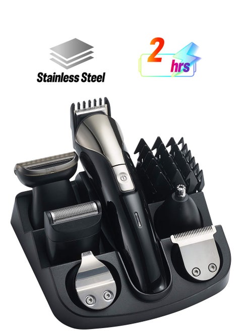 15in1 Rechargeable Hair Clipper Set With HighCapacity Battery And Fast Charging Stainless Steel Blades With Easy Cutting  Box 9 Different Length Limit Combs 2 Hours Continuous Working  SHC-1027N Black