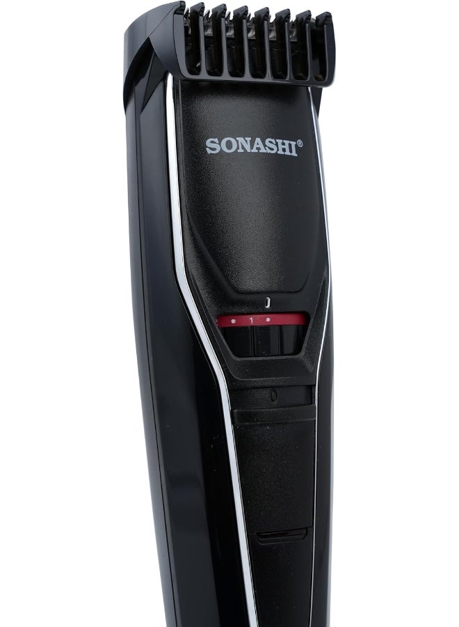 SONASHI Rechargeable Hair Clipper with Stainless Steel Blade for Easy Cutting | Chargeable Lithium Battery With Indicator Light | Continuous Working Time of 90 min | Cordless Hair Clipper SHC-1043N Black/Silver - Image 3