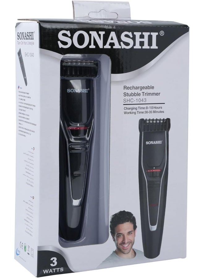 SONASHI Rechargeable Hair Clipper with Stainless Steel Blade for Easy Cutting | Chargeable Lithium Battery With Indicator Light | Continuous Working Time of 90 min | Cordless Hair Clipper SHC-1043N Black/Silver - Image 4