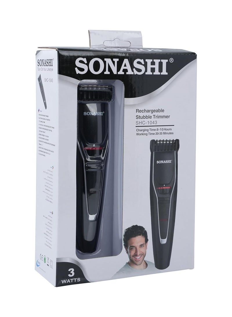 SONASHI Rechargeable Hair Clipper with Stainless Steel Blade for Easy Cutting | Chargeable Lithium Battery With Indicator Light | Continuous Working Time of 90 min | Cordless Hair Clipper SHC-1043N Black/Silver - Image 1