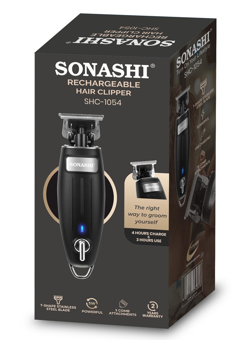 SONASHI - Rechargeable Hair Clipper With TType Cutter Blade HighSpeed Motor With 3 Hours Continuous Working  Portable  Cordless Sharp And Durable For Men  SHC-1054 Black - Image 1