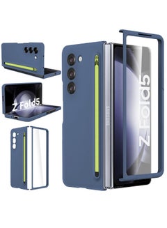 MARGOUN (for Samsung Galaxy Z Fold 5) Case with Screen Protector Ultra Hybrid Premium Case with Built-in New Compact S Pen, Holder and Storage Slot for Pen Blue  - Image 2
