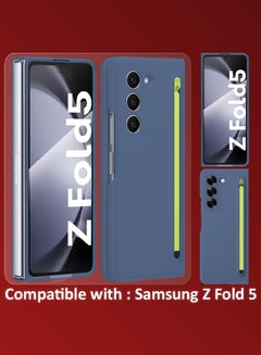 MARGOUN (for Samsung Galaxy Z Fold 5) Case with Screen Protector Ultra Hybrid Premium Case with Built-in New Compact S Pen, Holder and Storage Slot for Pen Blue  - Image 5