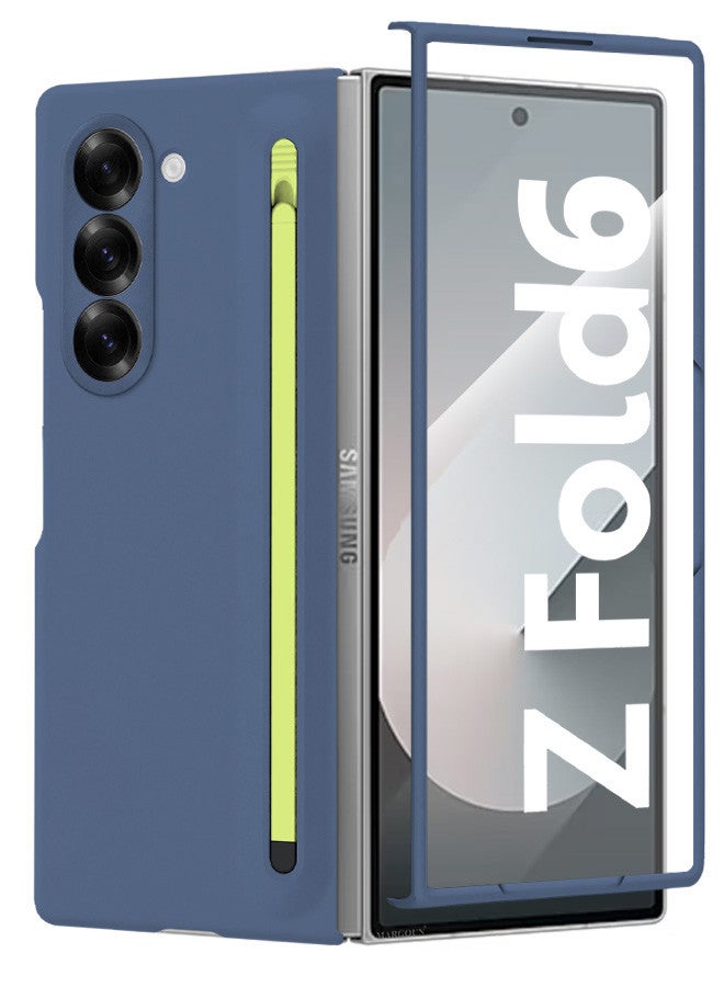 MARGOUN (for Samsung Galaxy Z Fold 6) Case with Screen Protector Ultra Hybrid Premium Case with Built-in New Compact S Pen, Holder and Storage Slot for Pen Blue  - Image 1