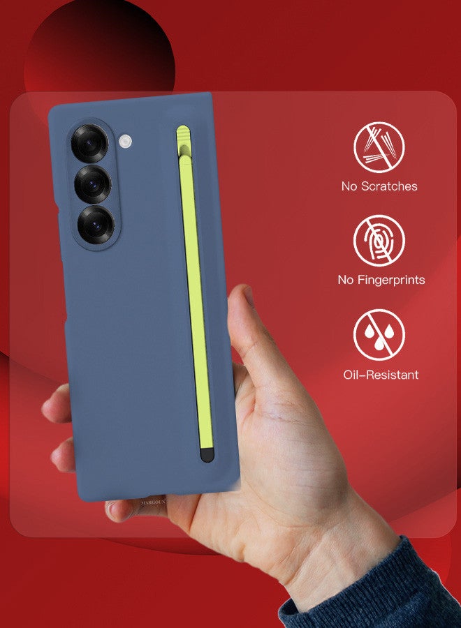 MARGOUN - (for Samsung Galaxy Z Fold 6) Case with Screen Protector Ultra Hybrid Premium Case with Built-in New Compact S Pen, Holder and Storage Slot for Pen Blue - Image 1