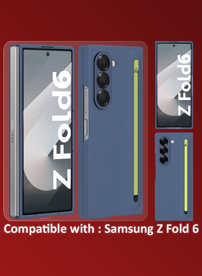 MARGOUN (for Samsung Galaxy Z Fold 6) Case with Screen Protector Ultra Hybrid Premium Case with Built-in New Compact S Pen, Holder and Storage Slot for Pen Blue  - Image 5