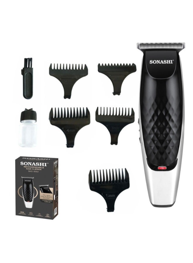 SONASHI Rechargeable Cordless Hair Clipper With RType Cutter Head  Shaving And Hair Sharp And Durable Blades With 5 Piece Combs  Chargeable Device With 1 Hour Continuous Working Cordless Hair Clipper SHC-1052 Black  - Image 2
