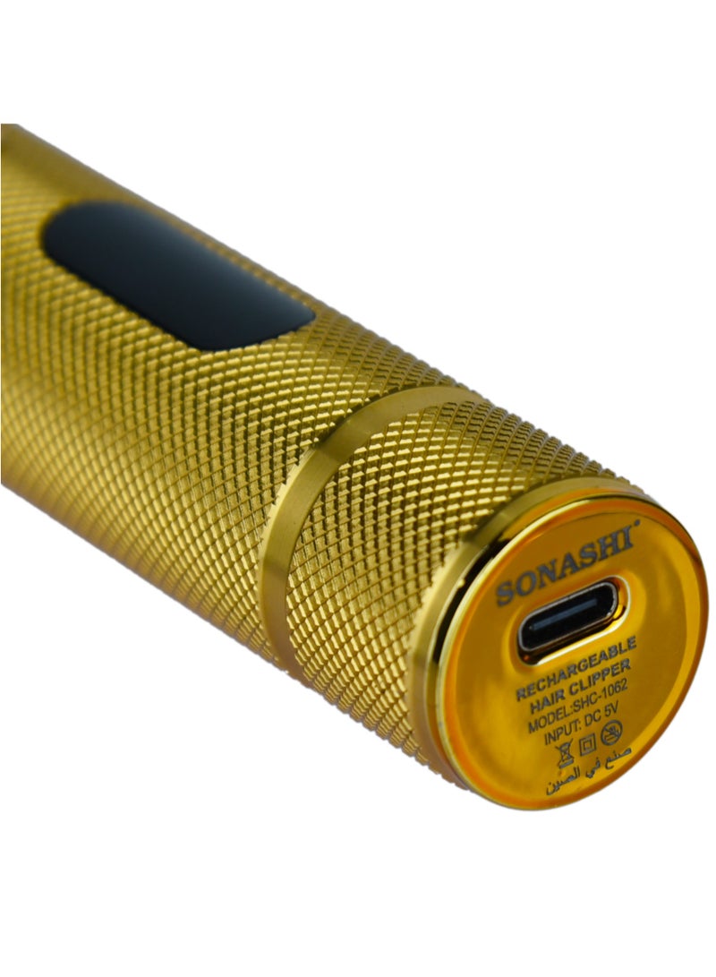 SONASHI - Rechargeable Hair Clipper With Sharp Stainless Steel Cutter Blade Digital LCD Display With 2 Speed Levels LIION Battery With Continuous Working Time 80 Mins Cordless Hair ClipperTrimmer For Men  SHC-1062 Gold - Image 1