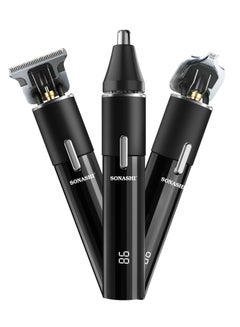 6-in-1 Rechargeable Hair Clipper Set - Trimmer/Shaver/Nose Trimmer Stainless Steel Blades For Easy Cutting And LCD Display, Use Time - 2 Hours SHC-1064 Black Black
