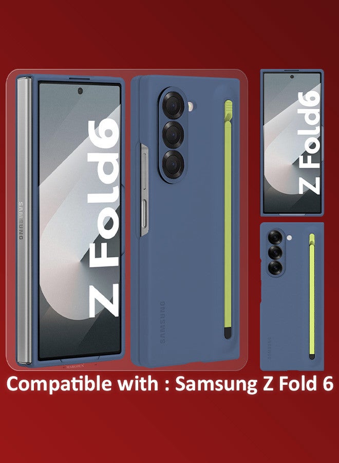 MARGOUN (for Samsung Galaxy Z Fold 6) Case with Screen Protector Ultra Hybrid Premium Case with Built-in New Compact S Pen, Holder and Storage Slot for Pen Blue - Image 5