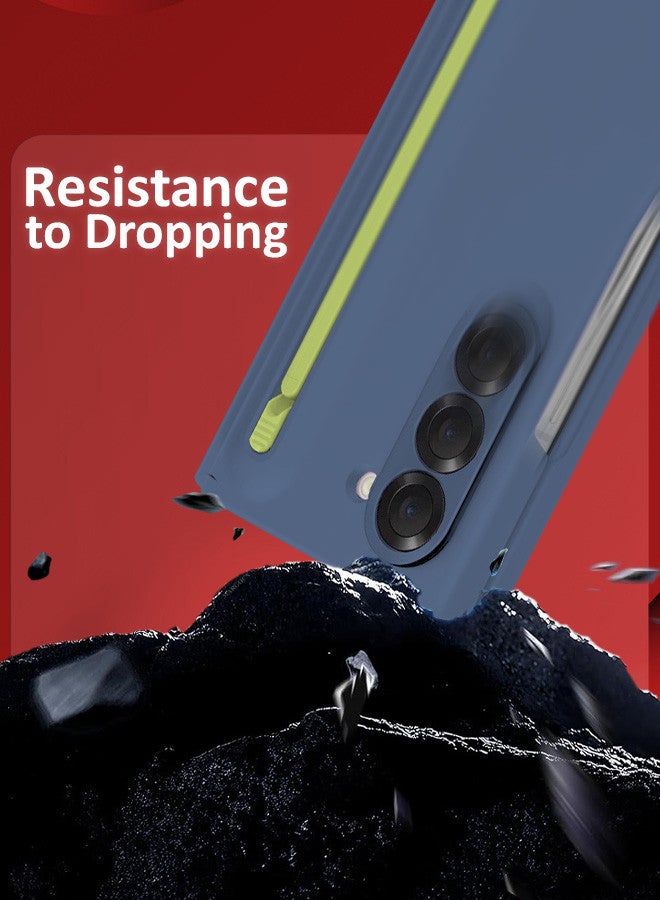 MARGOUN (for Samsung Galaxy Z Fold 6) Case with Screen Protector Ultra Hybrid Premium Case with Built-in New Compact S Pen, Holder and Storage Slot for Pen Blue - Image 4