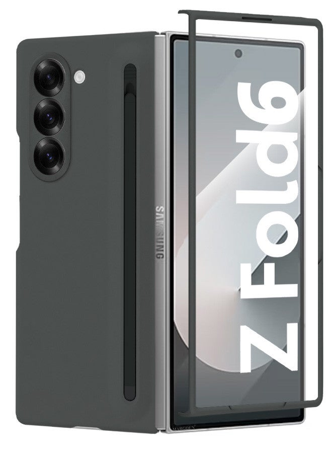 MARGOUN - (for Samsung Galaxy Z Fold 6) Case with Screen Protector Ultra Hybrid Premium Case with Built-in New Compact S Pen, Holder and Storage Slot for Pen Black - Image 1
