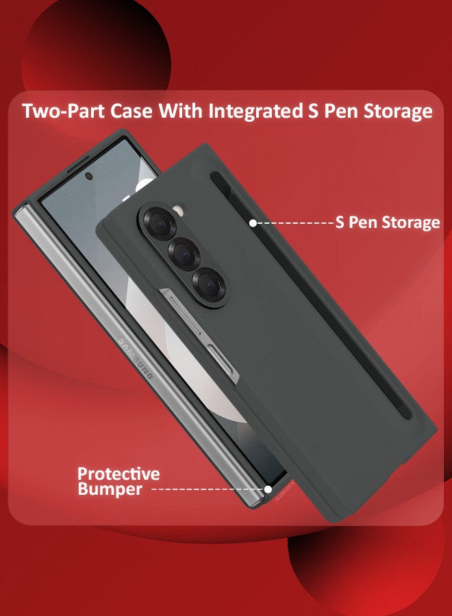 MARGOUN - (for Samsung Galaxy Z Fold 6) Case with Screen Protector Ultra Hybrid Premium Case with Built-in New Compact S Pen, Holder and Storage Slot for Pen Black - Image 1