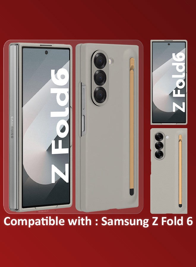 MARGOUN (for Samsung Galaxy Z Fold 6) Case with Screen Protector Ultra Hybrid Premium Case with Built-in New Compact S Pen, Holder and Storage Slot for Pen Sand Grey - Image 5