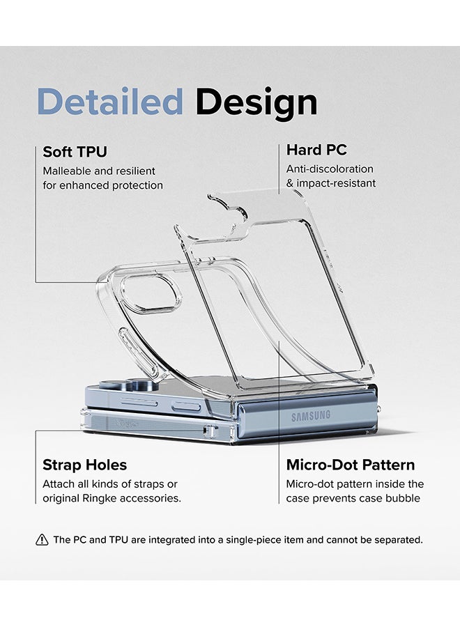 Ringke Fusion Compatible With Samsung Galaxy Z Flip 6, Anti-Fingerprint Transparent Thin Hard Back Shockproof TPU Phone Cover Clear - Image 5