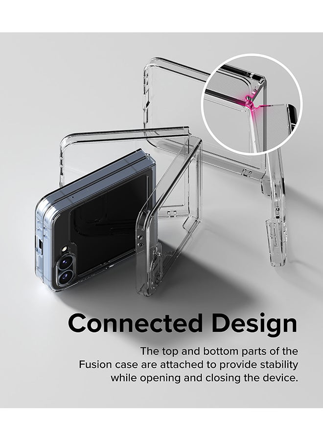 Ringke Fusion Compatible With Samsung Galaxy Z Flip 6, Anti-Fingerprint Transparent Thin Hard Back Shockproof TPU Phone Cover Clear - Image 4