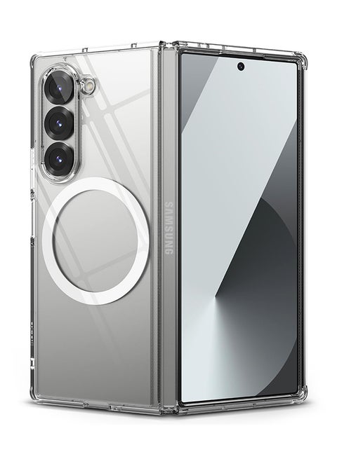 جراب مغناطيسي Fusion متوافق مع Samsung Galaxy Z Fold 6، غطاء خلفي صلب شفاف من مادة TPU الناعمة المقاومة للصدمات