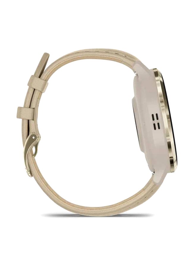 GARMIN Venu 3S Soft gold stainless steel bezel with leather band French grey case  - Image 2