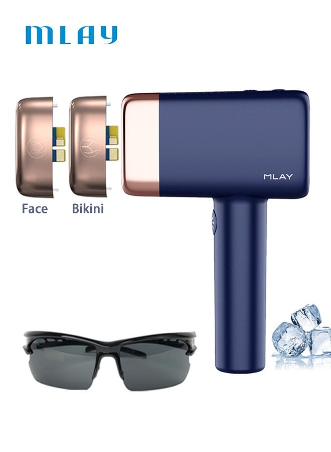 MLAY T14 Laser Painless Fast Hair Removal 3℃ Cold Compress 500000 Pulses Carry An Additional Bikini Lamp And Face Lamp Dark Blue  - Image 1
