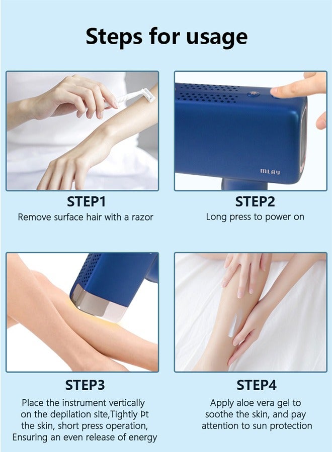 MLAY T14 Laser Painless Fast Hair Removal 3℃ Cold Compress 500000 Pulses Carry An Additional Bikini Lamp And Face Lamp Dark Blue  - Image 5