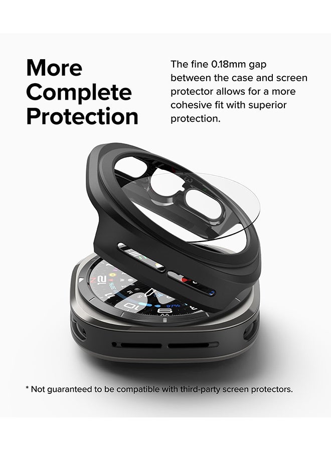 Ringke Slim & Glass Compatible with Samsung Galaxy Watch Ultra 47mm Case, Hard PC Frame Protection Cover +Tempered Glass Screen Protector Matte Black  - Image 4