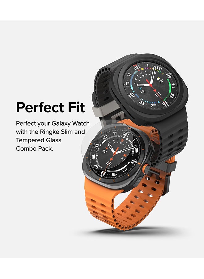 Ringke Slim & Glass Compatible with Samsung Galaxy Watch Ultra 47mm Case, Hard PC Frame Protection Cover +Tempered Glass Screen Protector Matte Black  - Image 3