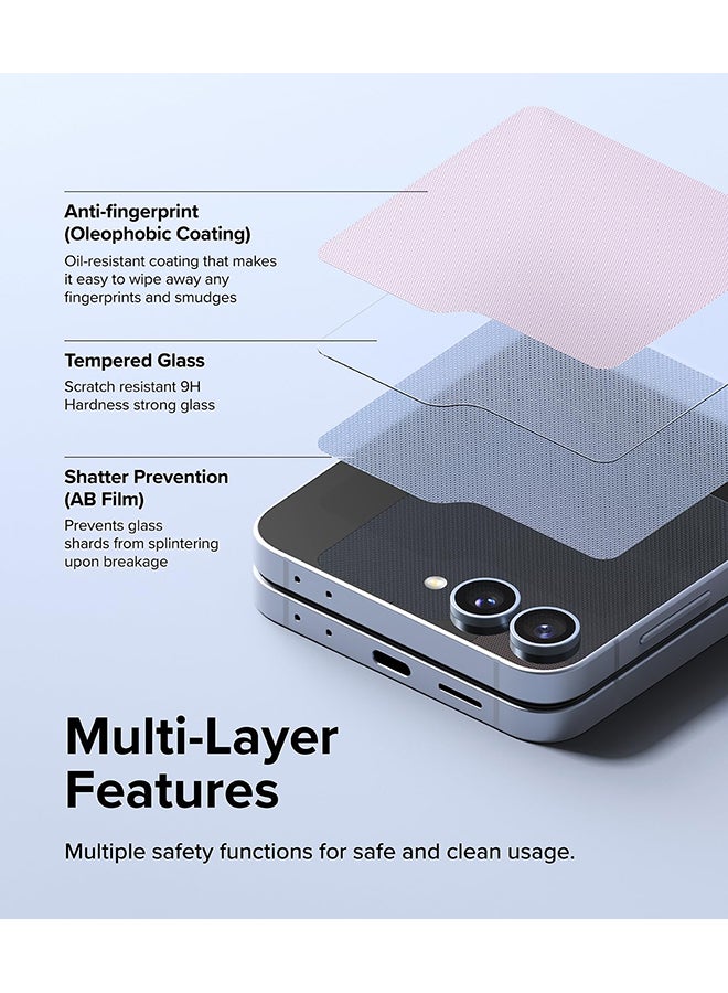 Ringke Cover Display Glass For Samsung Galaxy Z Flip 6 5G (2024) Tempered Glass Screen Protector 9H Hardness Full Coverage Bubble-free Film - 2 Pack Clear - Image 5