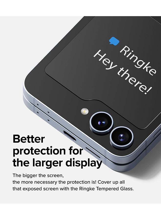 Ringke Cover Display Glass For Samsung Galaxy Z Flip 6 5G (2024) Tempered Glass Screen Protector 9H Hardness Full Coverage Bubble-free Film - 2 Pack Clear - Image 4