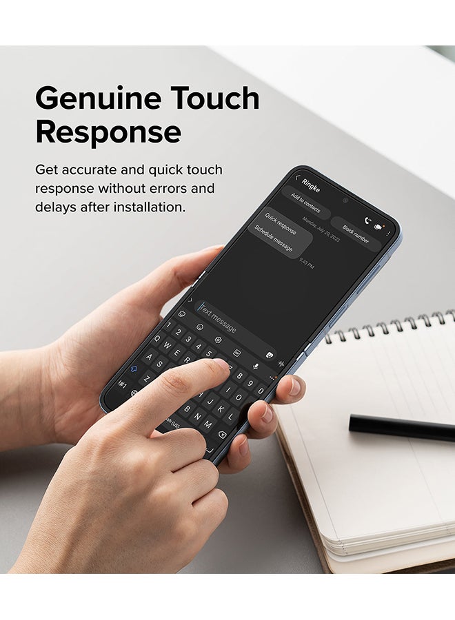 Ringke Dual Easy Film [2 Pack] Compatible with Galaxy Z Flip 6 Screen Protector, Anti-Fingerprint Full Cover Protection Film with Easy Installation Clear - Image 4