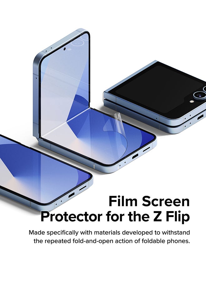 Ringke Dual Easy Film [2 Pack] Compatible with Galaxy Z Flip 6 Screen Protector, Anti-Fingerprint Full Cover Protection Film with Easy Installation Clear - Image 3