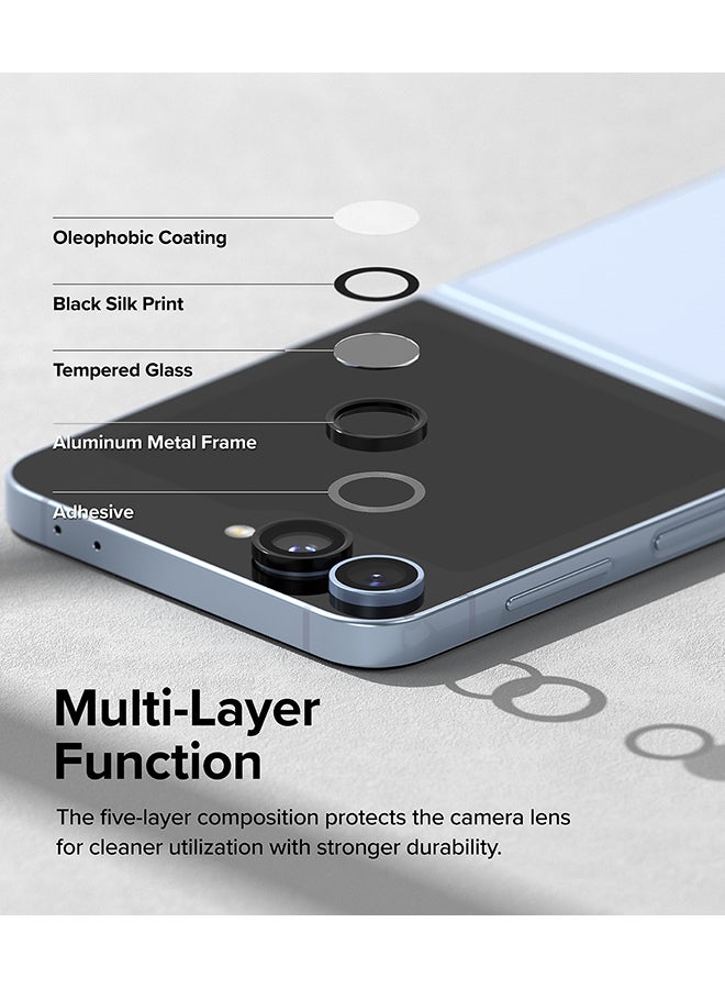 Ringke Frame Glass Protector For Samsung Galaxy Z Flip 6, Anti-Fingerprint Camera Lens Tempered Glass Covers & Aluminum Alloy Frames Clear - Image 5