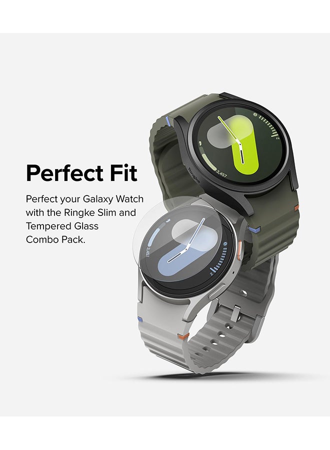 Ringke Slim & Glass Compatible with Samsung Galaxy Watch 7 44mm Case, Hard PC Frame Protection Cover +HD Clear Tempered Glass Screen Protector- Titanium Black  - Image 3