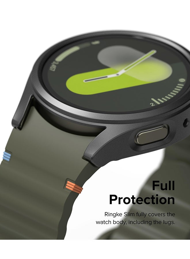 Ringke Slim & Glass Compatible with Samsung Galaxy Watch 7 44mm Case, Hard PC Frame Protection Cover +HD Clear Tempered Glass Screen Protector- Titanium Black  - Image 5