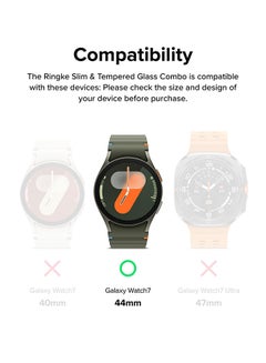 Ringke Slim & Glass Compatible with Samsung Galaxy Watch 7 44mm Case, Hard PC Frame Protection Cover +HD Clear Tempered Glass Screen Protector- Titanium Black  - Image 2