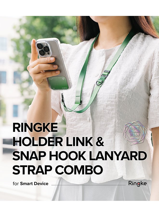 Ringke - Holder Link & Snap Hook Lanyard Strap Designed for Universal iPhone/Galaxy/Android Cell Phone Case, Digital Camera, DSLR, Tablet, Keys, ID Aurora - Image 1