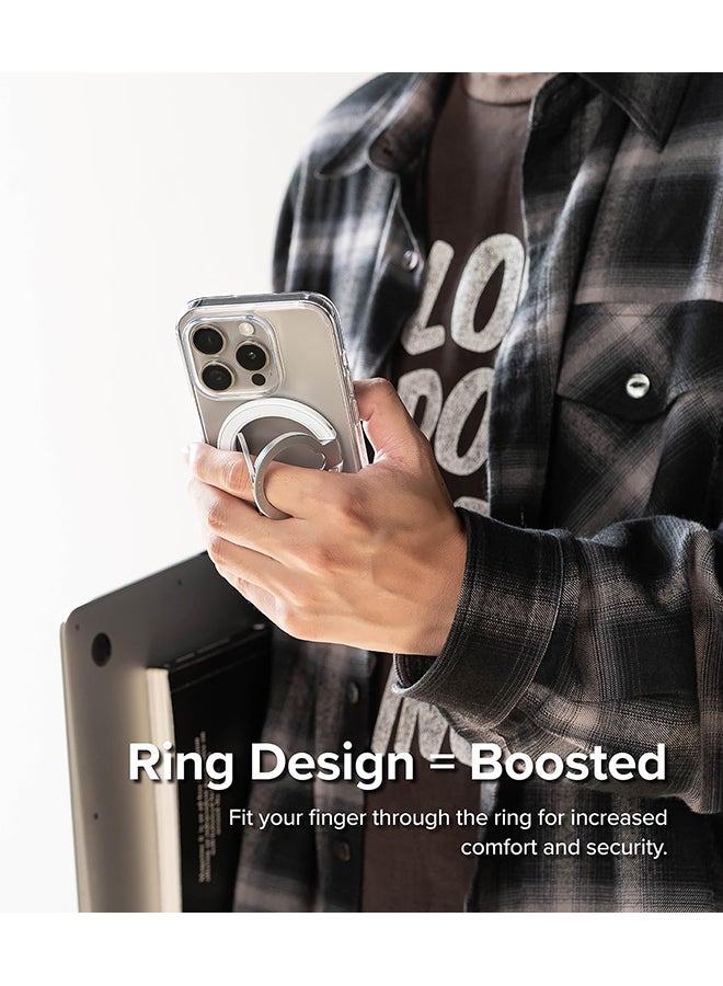 Ringke - Smart Ring Magnetic Phone Grip, Foldable Adjustable Finger Kickstand, Magnetic Cell Phone Grip Compatible with All iPhone &Android Smartphones - White - Image 1