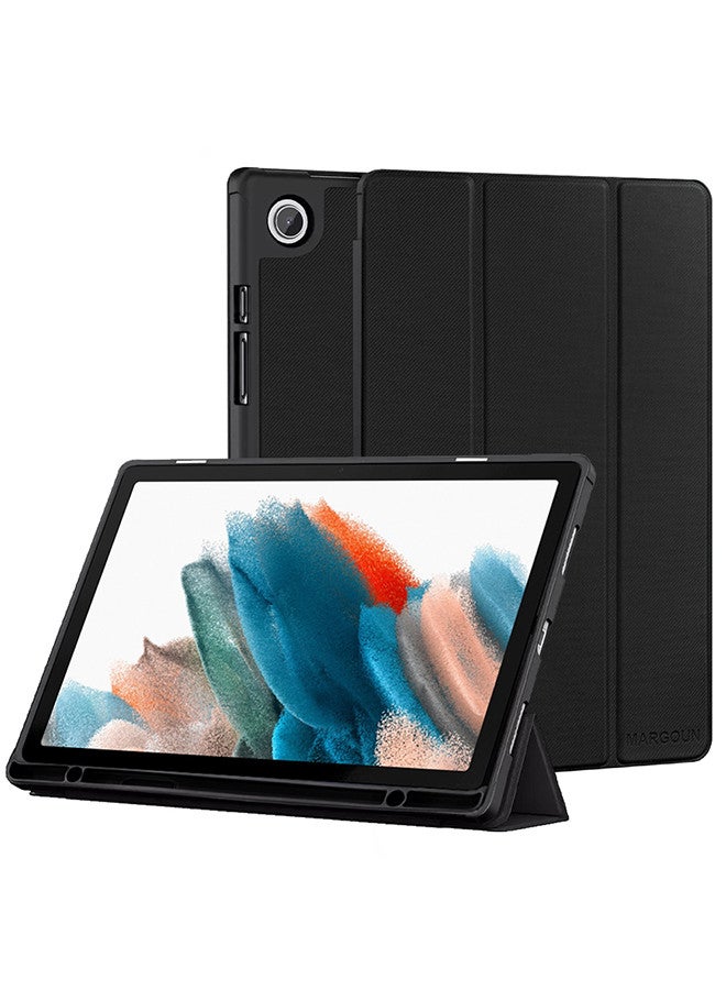 MARGOUN (for Samsung Galaxy Tab A8 10.5 inch) Folio Case Lightweight Slim Leather Cover with Pen Slot Shockproof Back Stand Cover Auto Wake/Sleep Black  - Image 1