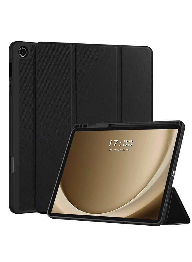 MARGOUN (for Samsung Galaxy Tab A9 Plus) Folio Case Lightweight Slim Leather Cover with Pen Slot Shockproof Back Stand Cover Auto Wake/Sleep Black - Image 1