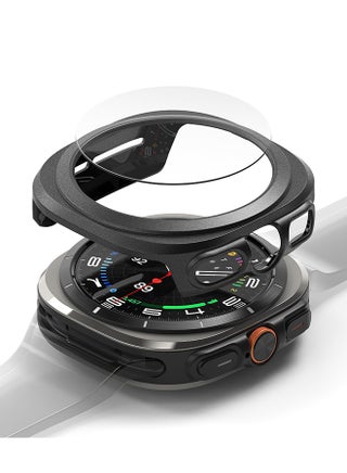 Slim & Glass Compatible with Samsung Galaxy Watch Ultra 47mm Case, Hard PC Frame Protection Cover +Tempered Glass Screen Protector - Titanium Black - pnsku/N70095060V/45/_/1721806304/61fa2870-e149-456b-8d74-de7253f1d593